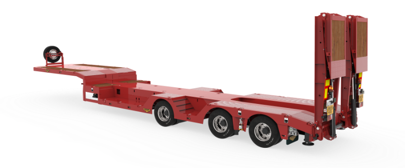 3-axle construction semi low loader with ramps
