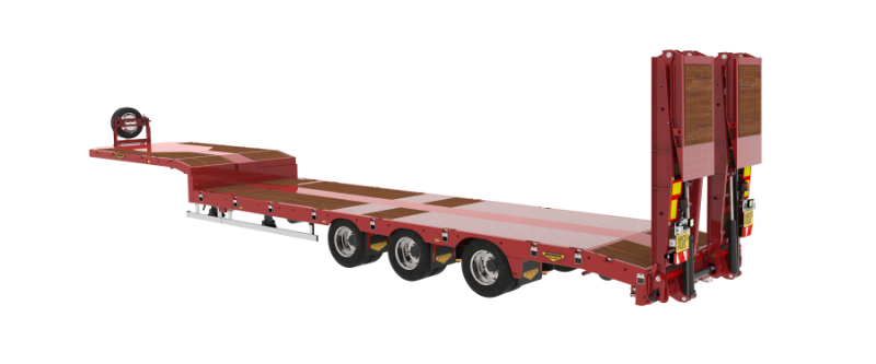 3-axle hydraulically steered semi low loader with ramps